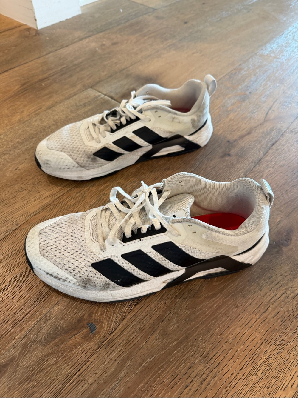 adidas Men’s White Athletic Running Shoes with Black Stripes